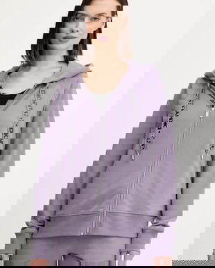 Dkny bluză culoarea bej, cu glugă, uni, DP5J9510