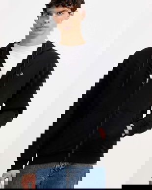 United Colors of Benetton hanorac de bumbac cu glugă, uni, 342ZU500P