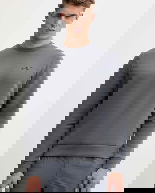 Under Armour bluză Unstoppable Fleece Crew culoarea negru, cu imprimeu, 1389351