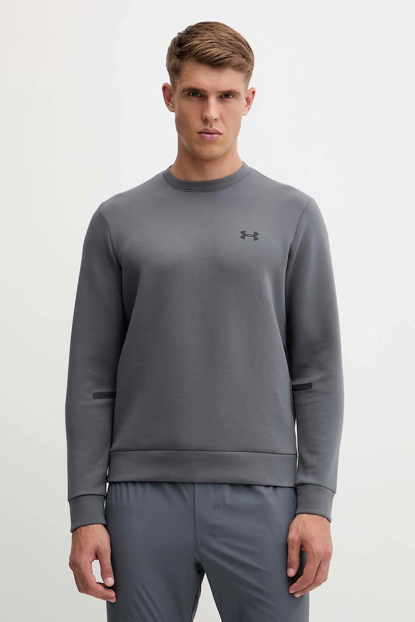 Under Armour bluză Unstoppable Fleece Crew culoarea negru, cu imprimeu, 1389351