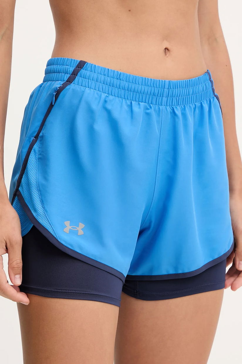 Under Armour pantaloni scurți de alergare Fly By culoarea bordo, uni, high waist