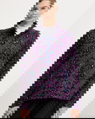 Haglöfs hanorac Mora Mid culoarea bleumarin, cu imprimeu, 606557