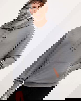 BOSS Orange hanorac de bumbac culoarea maro, cu glugă, cu imprimeu