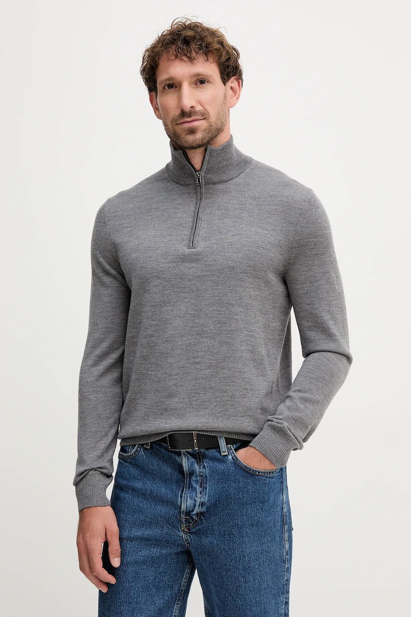 Joop! pulover de lana culoarea verde, light, cu turtleneck