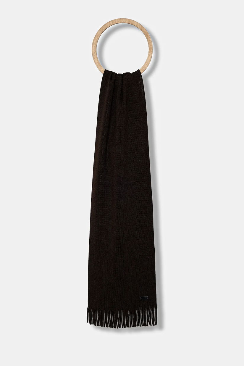 BOSS esarfa de lana culoarea negru, neted
