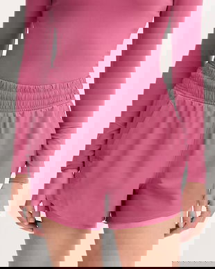 Under Armour pantaloni scurți de antrenament Flex culoarea roz, uni, high waist