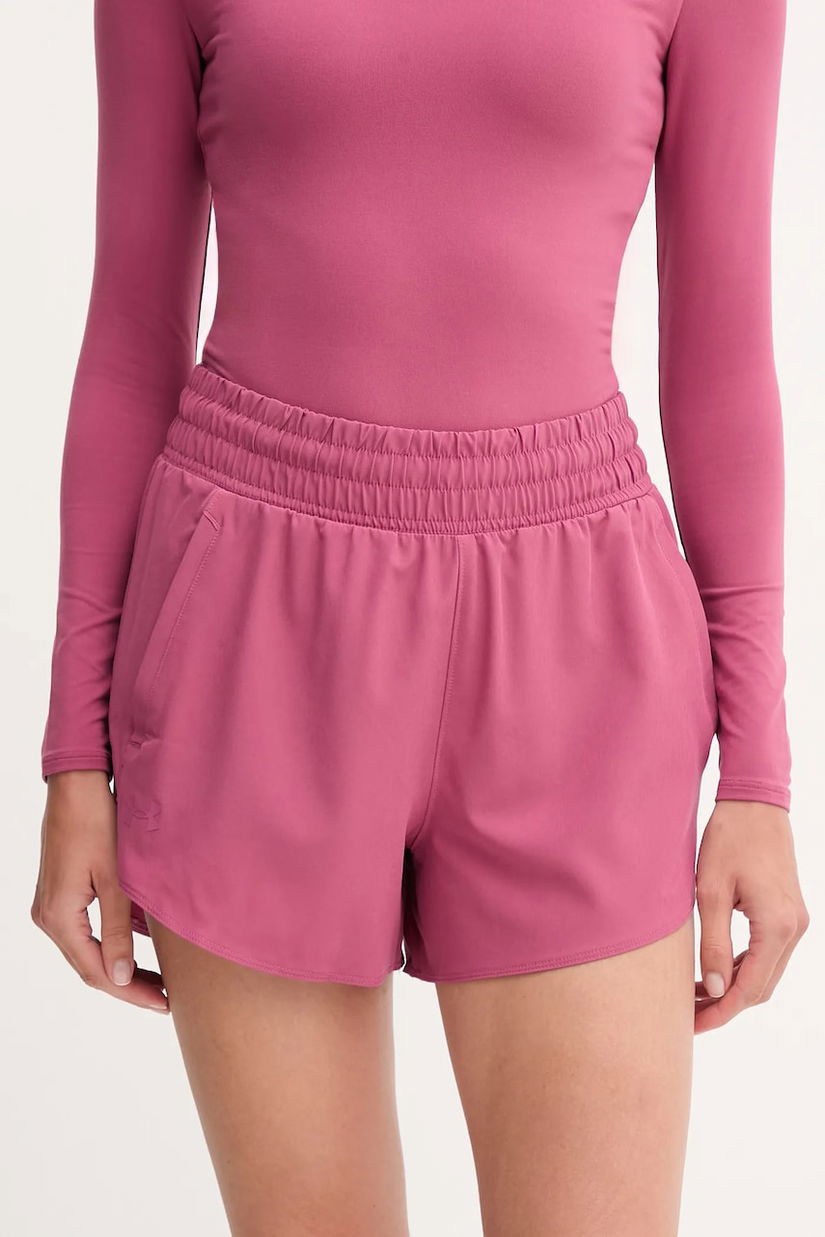 Under Armour pantaloni scurți de antrenament Flex culoarea roz, uni, high waist
