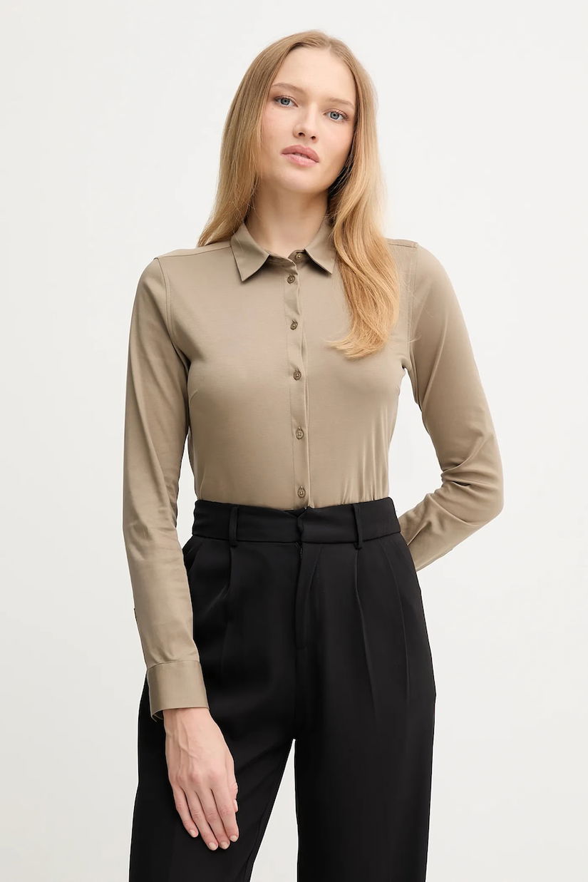 Mos Mosh camasa din bumbac culoarea negru, cu guler clasic, regular