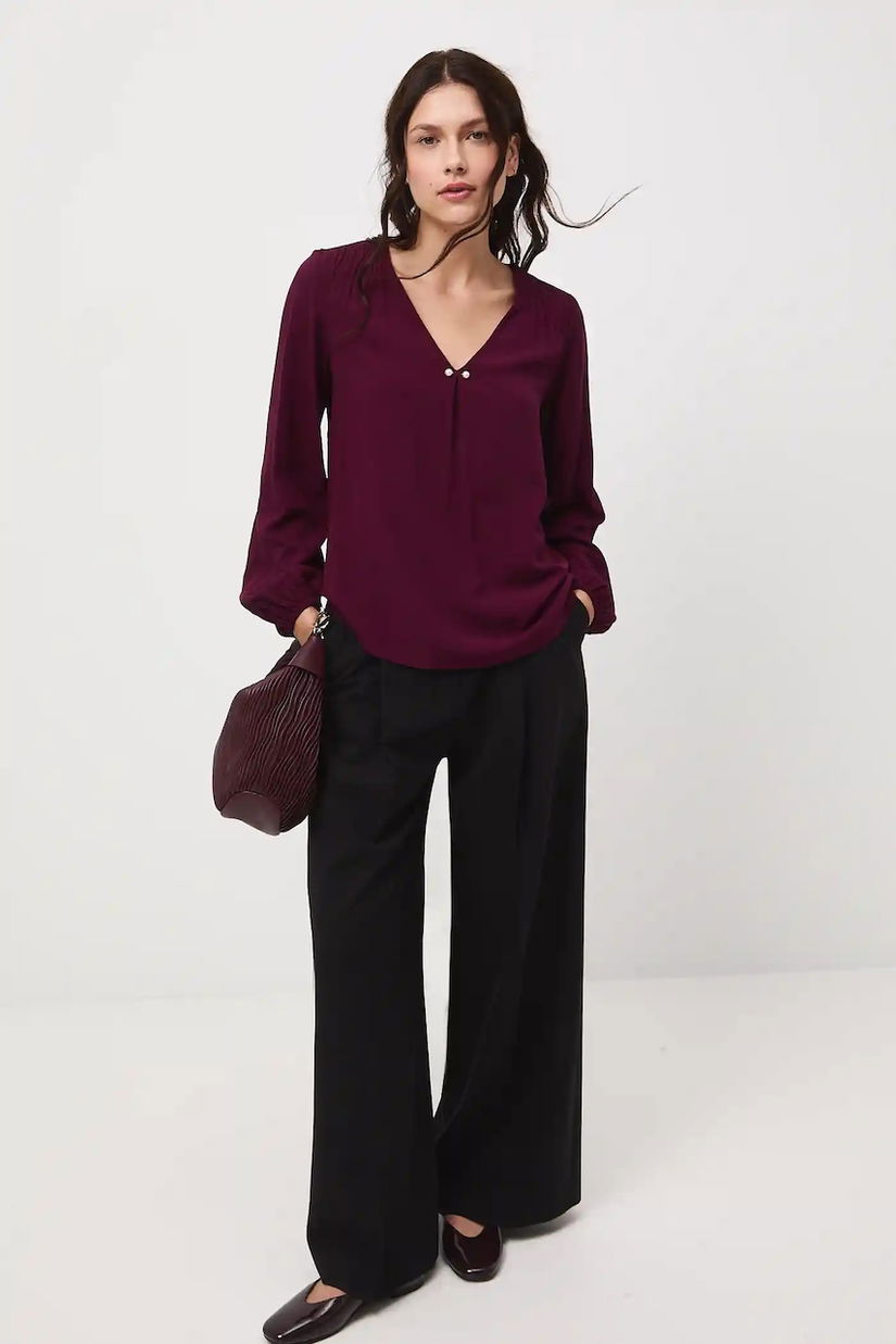 Medicine bluza culoarea bordo, neted