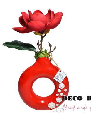 Vaza ceramica Rota cu Lotus - 33 cm/18cm