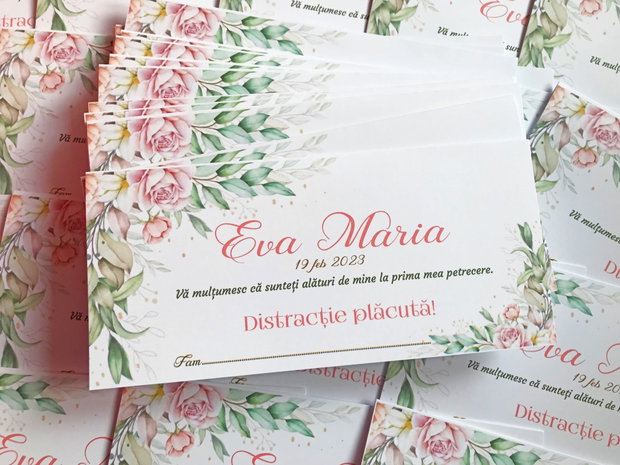 Plicuri bani botez fetițe flori