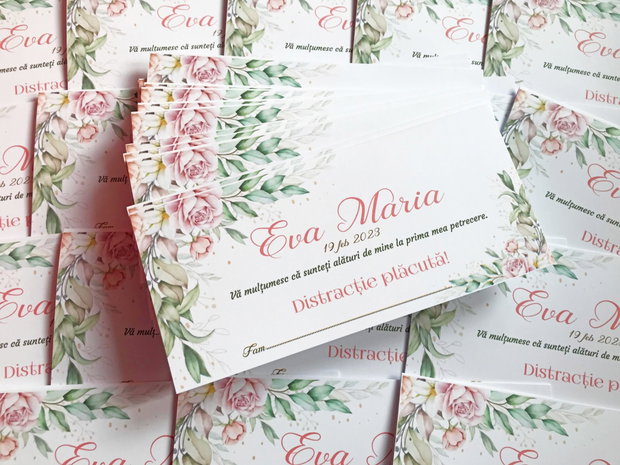 Plicuri bani botez fetițe flori