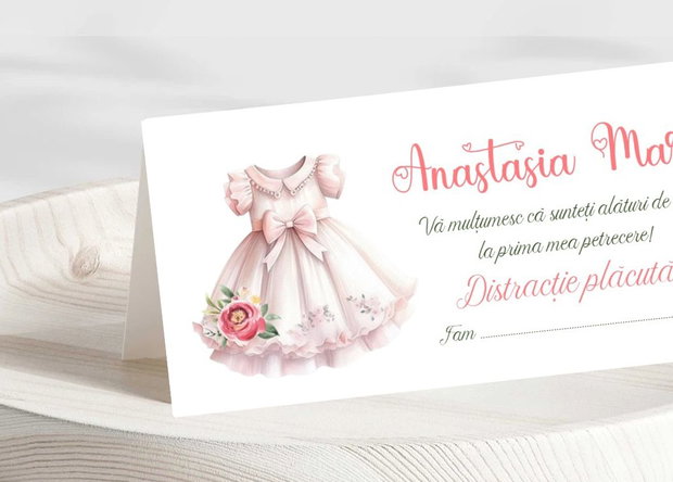 Plicuri bani botez fetițe Rochiță roz