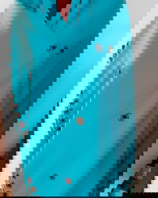 Eșarfă turqoise cu broderie