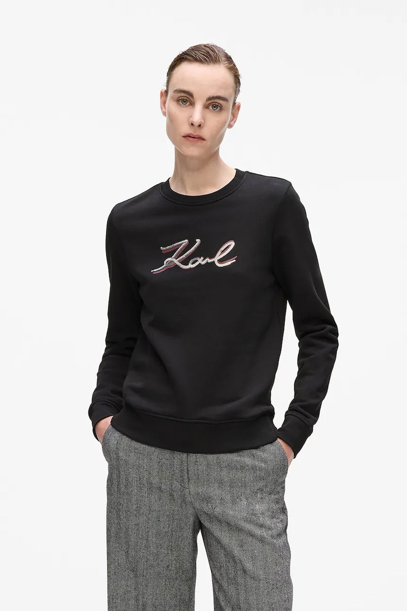Karl Lagerfeld bluză culoarea negru, cu imprimeu, A4W20041