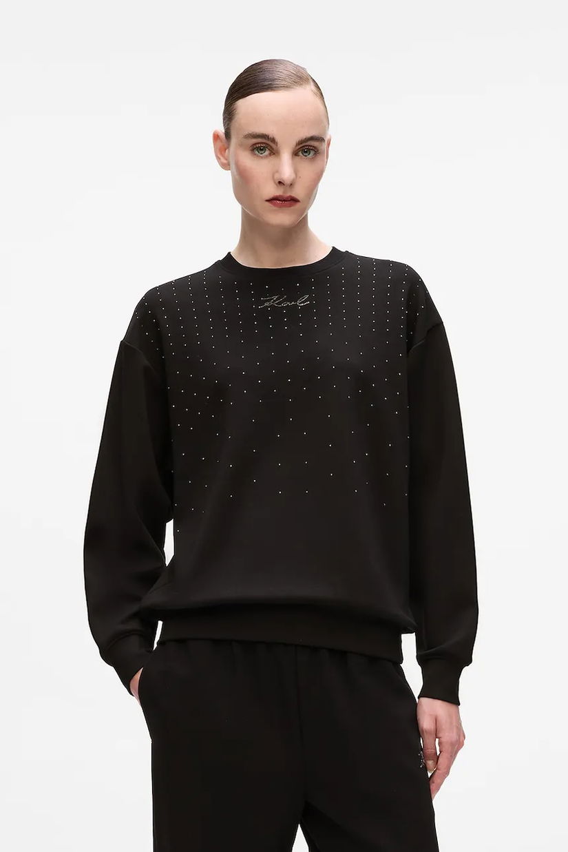 Karl Lagerfeld bluză culoarea negru, cu imprimeu, A4W20038