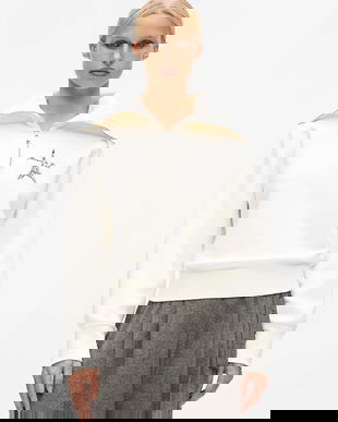 Karl Lagerfeld hanorac de bumbac culoarea bej, cu imprimeu, A4W20067