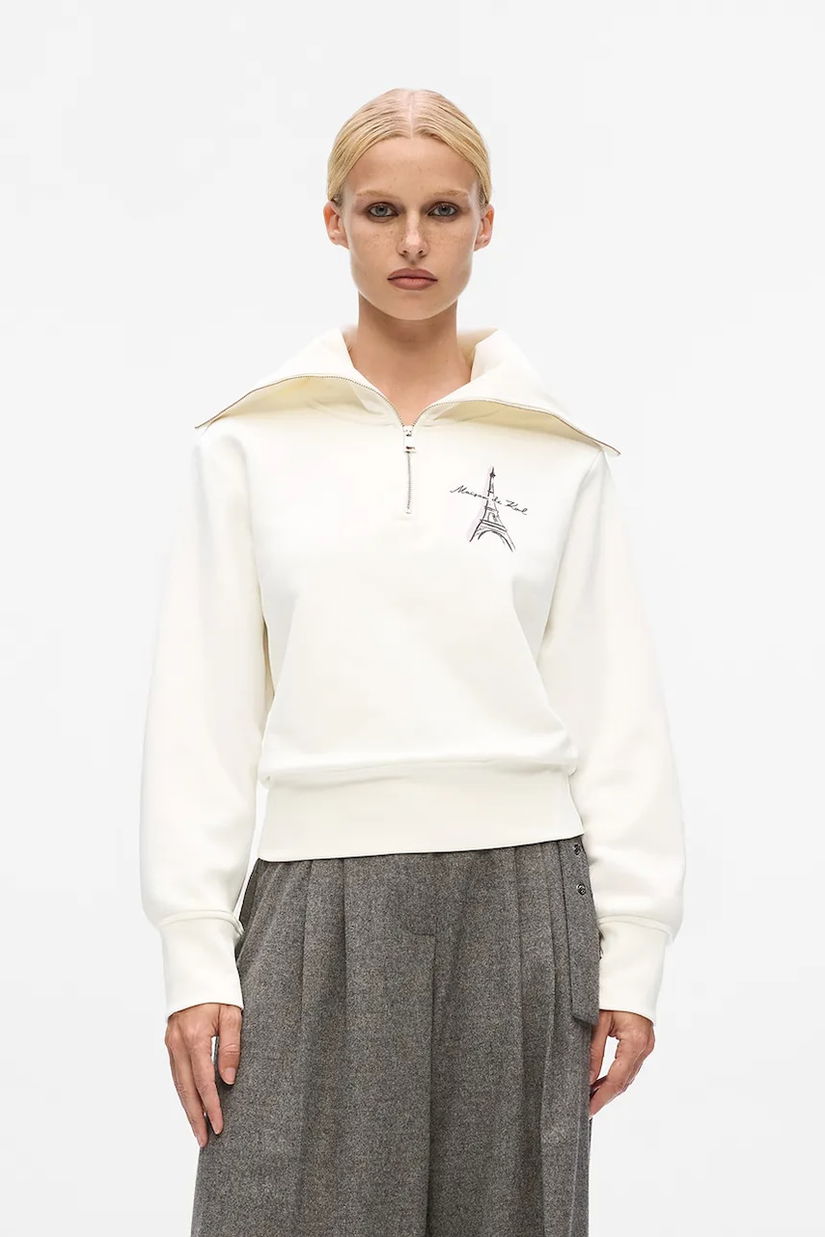 Karl Lagerfeld hanorac de bumbac culoarea bej, cu imprimeu, A4W20067
