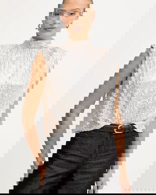 Karl Lagerfeld bluză culoarea argintiu, uni, A4W17095