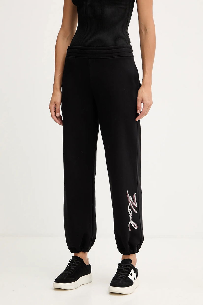 Karl Lagerfeld pantaloni de trening din bumbac culoarea gri, cu imprimeu, A4W10141