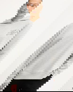 Karl Lagerfeld bluză culoarea gri, cu glugă, cu imprimeu, A4W20031