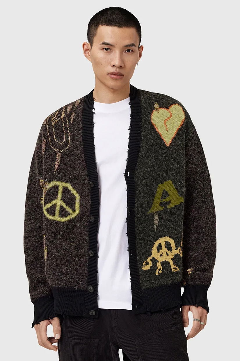 AllSaints cardigan din amestec de lână EMOTIVE culoarea negru, M014KD
