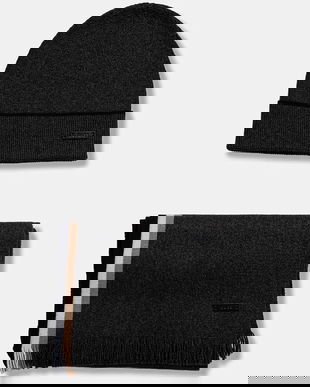 BOSS pălărie și eșarfă culoarea gri, 50551072