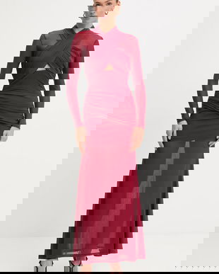 Bardot rochie culoarea maro, maxi, mulată, 59987DB