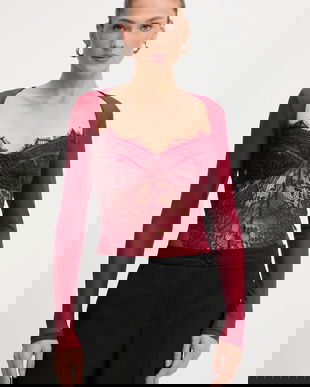 Bardot body culoarea bordo, cu imprimeu, 51150TB3