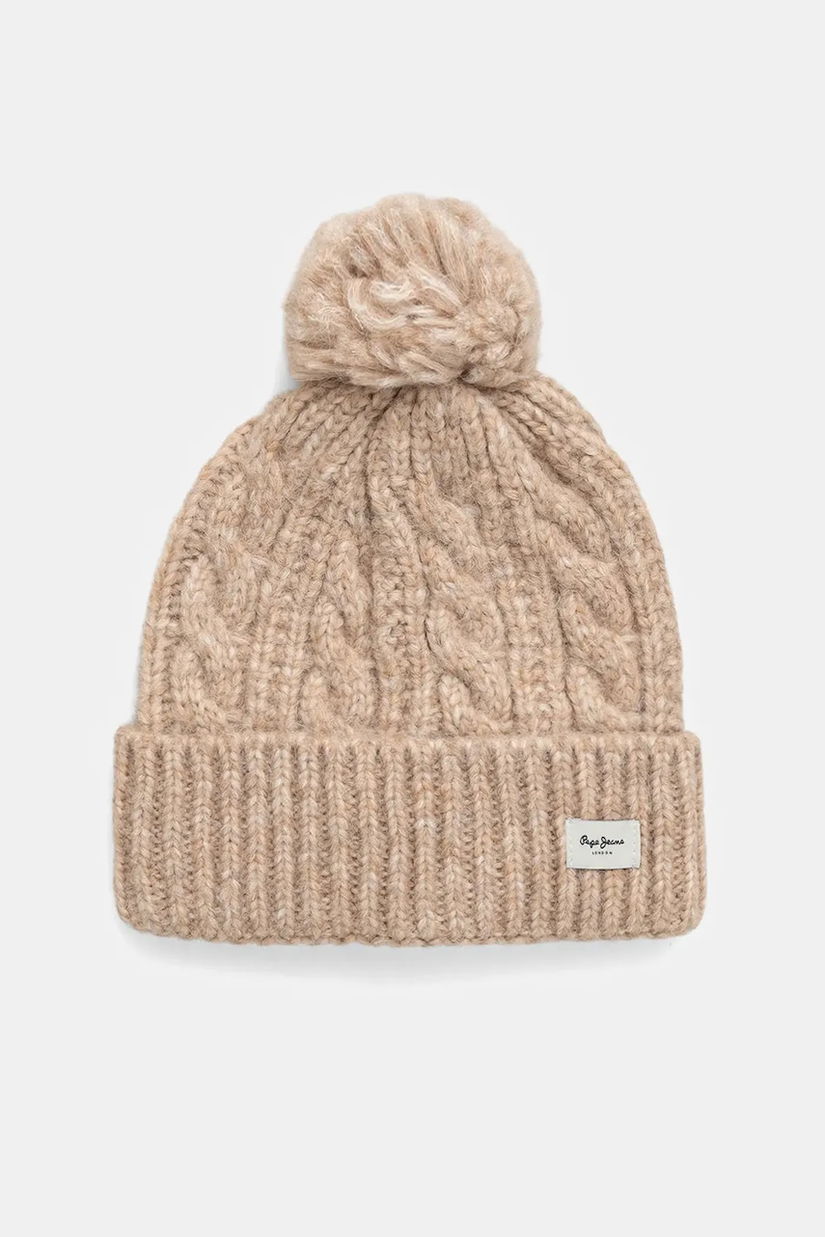 Pepe Jeans căciulă din amestec de lână culoarea bej, PL0400004
