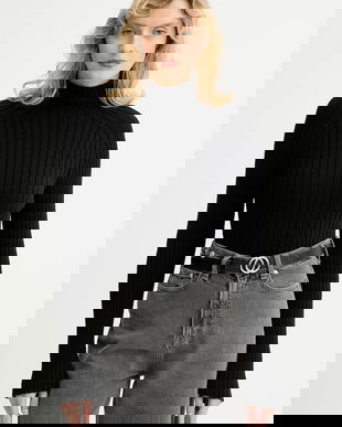 Marc O'Polo pulover de bumbac culoarea negru, cu turtleneck, 509605960173