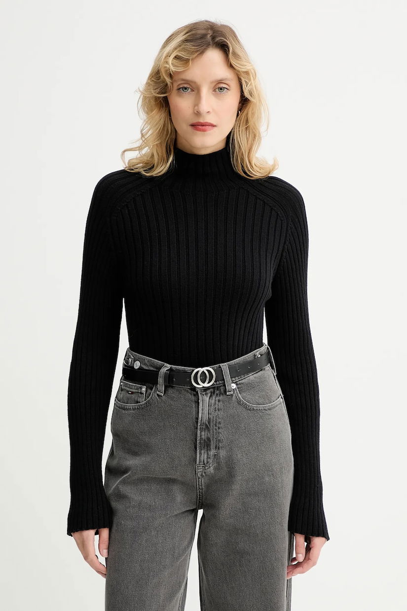 Marc O'Polo pulover de bumbac culoarea negru, cu turtleneck, 509605960173