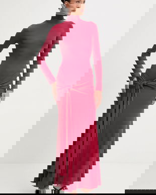 Bardot rochie ALIX culoarea maro, maxi, mulată, 59467DB