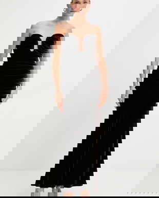 Bardot rochie ELVIRA culoarea negru, maxi, mulată, 59692DB