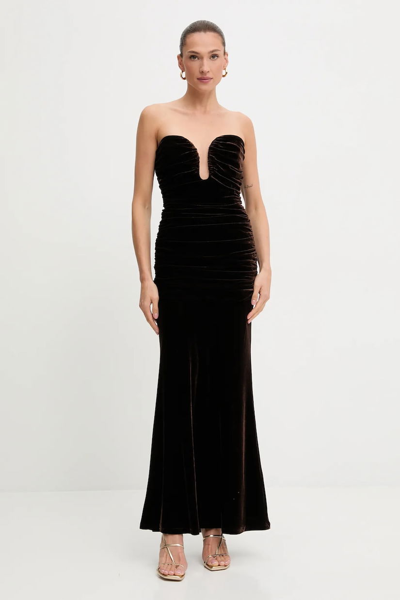 Bardot rochie ELVIRA culoarea negru, maxi, mulată, 59692DB
