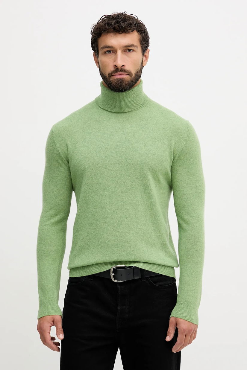 United Colors of Benetton pulover de lână culoarea maro, light, cu guler, 1002U2180