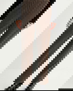 American Vintage pantaloni de catifea cord culoarea gri, drept, high waist, PADO137