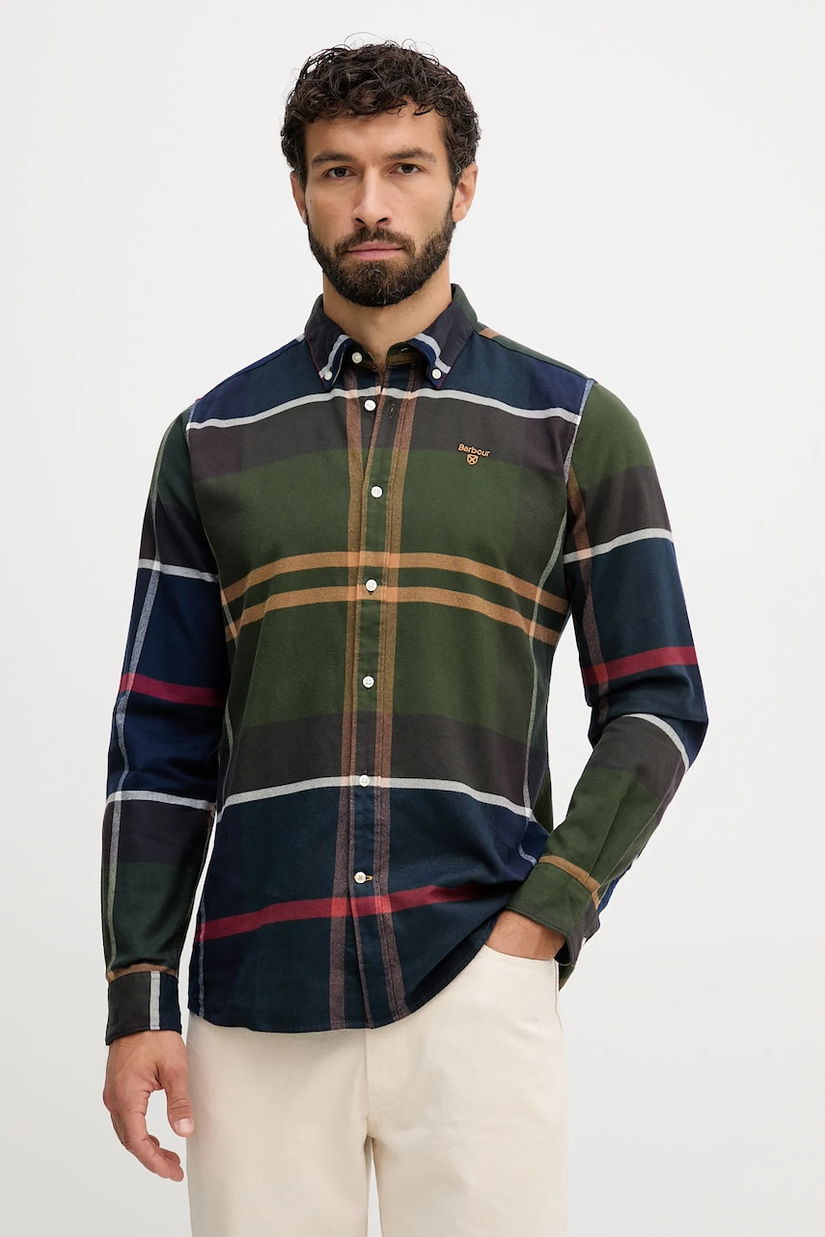 Barbour camasa din bumbac culoarea bej, cu guler button-down, slim