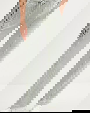 Juicy Couture pantaloni de trening din velur culoarea gri, cu imprimeu, JCWBJ225307