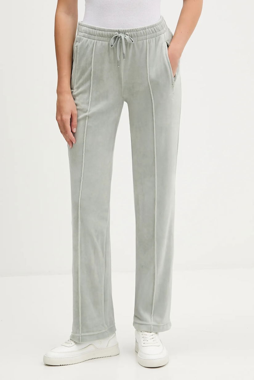 Juicy Couture pantaloni de trening din velur culoarea gri, cu imprimeu, JCWBJ225307