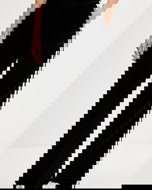 adidas Originals pantaloni de trening din velur Velvet culoarea negru, lat, high waist, KF2304