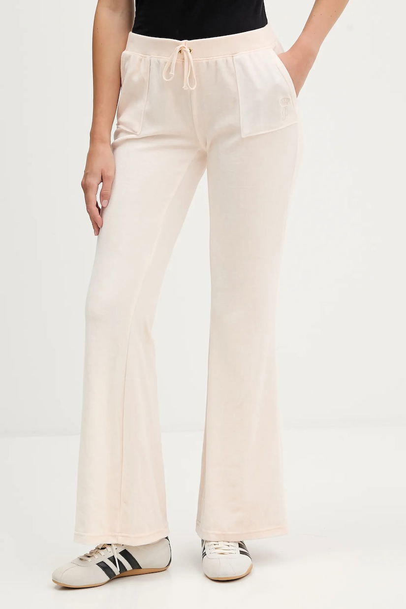 Juicy Couture pantaloni de trening din velur CAISA LOW RISE PANT culoarea roz, uni, JCSEBJ008G