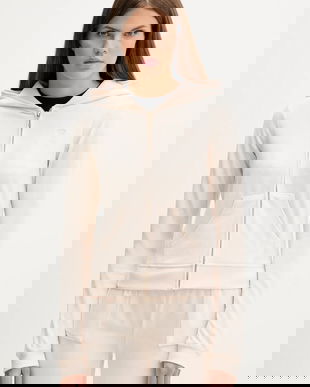 Juicy Couture bluză HERITAGE ROBYN HOODIE culoarea roz, cu glugă, cu imprimeu, JCSEBJ007G