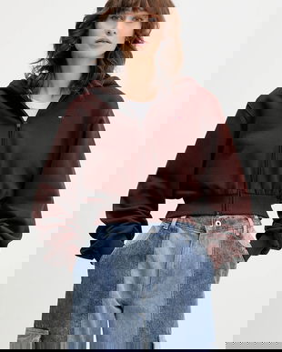 Tommy Jeans hanorac de bumbac culoarea maro, cu glugă, uni, DW0DW21590