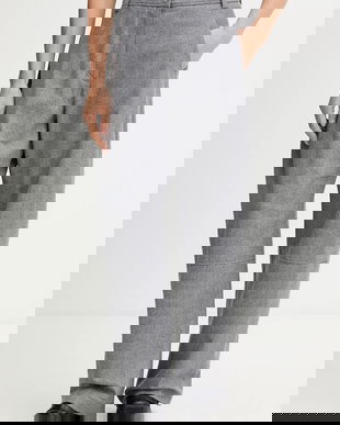 BOSS pantaloni cu lână culoarea gri, fason chinos, high waist, 50548109