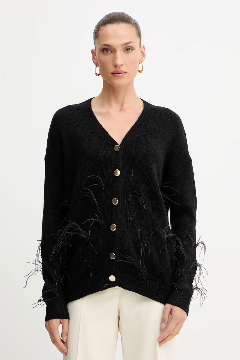 Fracomina cardigan din amestec de lână culoarea negru, FS25WT8006K50501