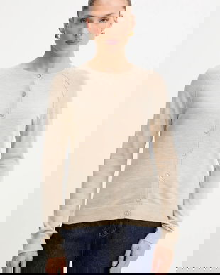 BOSS cardigan din lână culoarea bej, light, 50545031