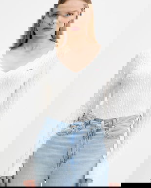 Hollister Co. pulover culoarea alb, light, KI350-5132