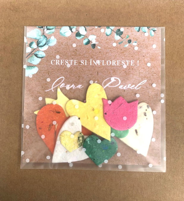 Confetti plantabil - hartie manuala plantabila cu seminte si petale de flori