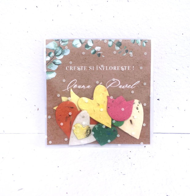 Confetti plantabil - hartie manuala plantabila cu seminte si petale de flori